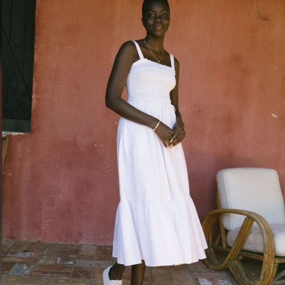 SOLUDOS 100% Cotton Sleeveless Maxi White Dress